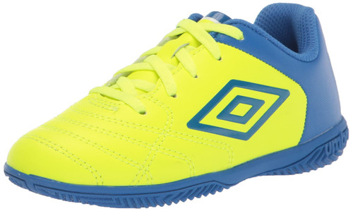 Umbro Boy's Classico XI IC Jr. Soccer Indoor Shoe, Yellow/Blue/White, 12 Little Kid