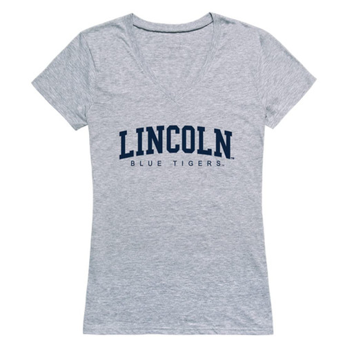 Lincoln University Blue Tigers Womens Game Day V-Neck Tee T-Shirt - Heather Grey, Small