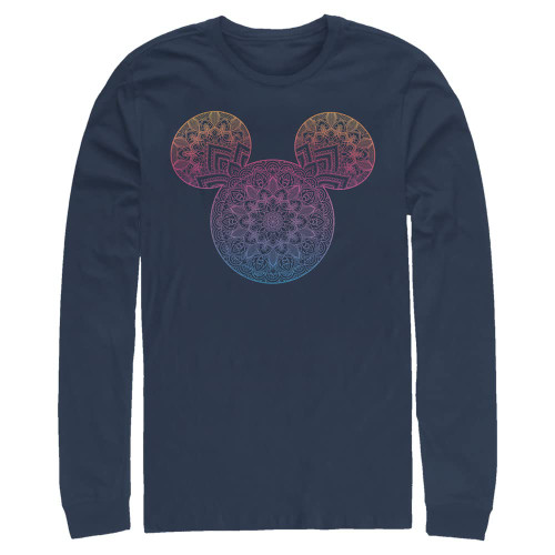 Disney Big & Tall Men's Classic Mickey Mandala Fill Tops Long Sleeve Tee Shirt, Navy Blue, 4X-Large