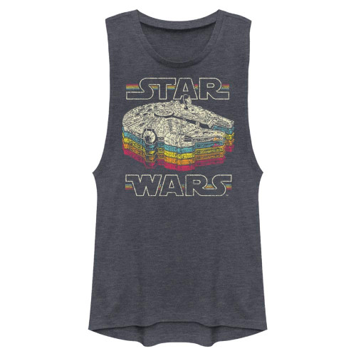 STAR WARS Junior's A New Hope Millennium Falcon Retro Rainbow, DEN HTR, Medium