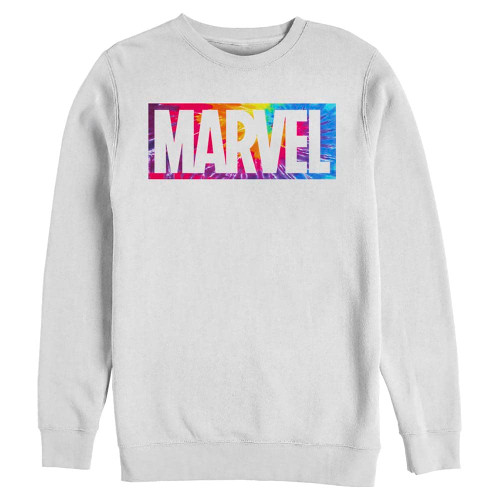 Marvel Men's Classic Brick Tie-Dye Pullover Crew Fleece, White, 3X-Large