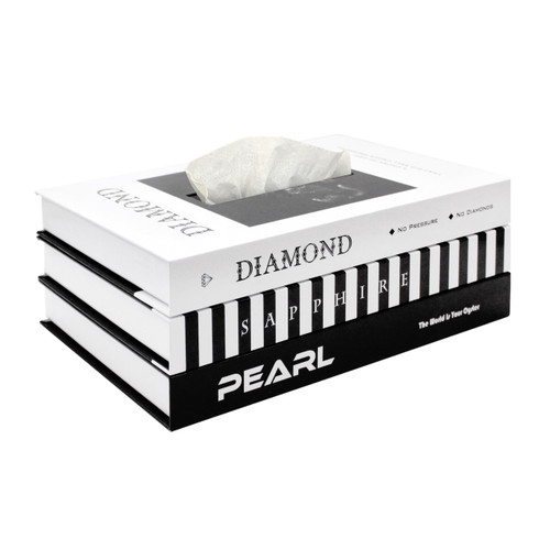 Senea Kay Tissue Box Cover Rectangle - Decorative Faux Book Facial Tissue Dispenser for Coffee Table Decor, Living Room Bedroom - Large Tissue Box Holder Perfect Size to Cover Rectangular Tissue Box