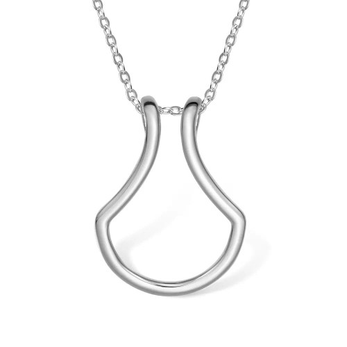 Close to the Heart Ring Holder Necklace - Silver Wedding Engagement Ring Keeper Necklace for Women Birthday Gift for Wife