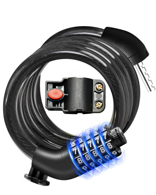 KEYSTP Bike Lock Cable with Combination,High Security 5-Digit Resettable Combination Bicycle Lock Anti-Theft, Scooter Lock with Mounting Bracket for Bikes and Scooters(12mm) KEYSTP Bike Lock Cable with Combination,High Security 5-Digit Resettable Combination Bicycle Lock Anti-Theft, Scooter Lock with Mounting Bracket for Bikes and Scooters(12mm)