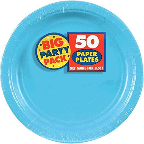 Amscan Caribbean Blue Paper Plate Big Party Pack, 50 Ct.