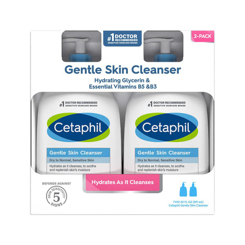 Cetaphil Hypoallergenic Gentle Skin Cleanser, Dry to Normal Sensitive Skin, Paraben, Oil and Fragrance Free, 20 Fluid Ounce, 2 Count
