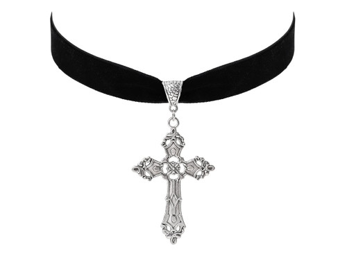 Sacina Gothic Cross Necklace, Zinc Alloy Black Cross Necklace, Halloween, Christmas Goth Jewelry Gift for Women (Silver Color Cross Choker) Sacina Gothic Cross Necklace, Zinc Alloy Black Cross Necklace, Halloween, Christmas Goth Jewelry Gift for Women (Silver Color Cross Choker)