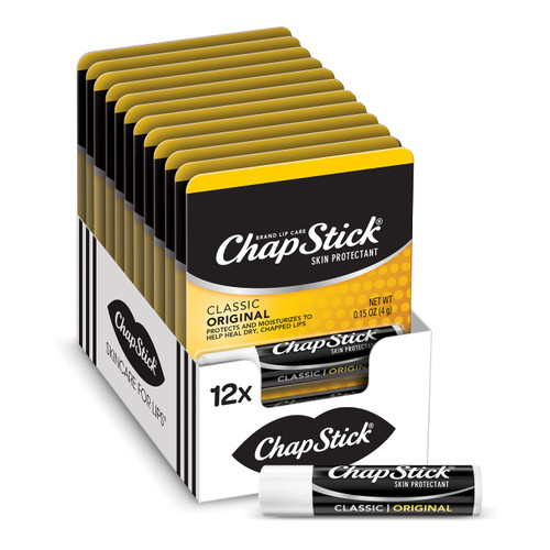 ChapStick Classic Original Lip Balm Tubes, Lip Care - 0.15 Oz (Pack of 12) ChapStick Classic Original Lip Balm Tubes, Lip Care - 0.15 Oz (Pack of 12)