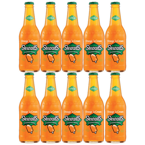 BEEQ BOX - (Pack of 10) Stewart's Orange & Cream Soda, 12 fl oz Glass bottles
