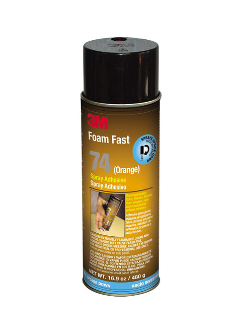 3M Foam Fast 74 Spray Adhesive Orange, INVERTED 16.9 fl oz Aerosol Can (Pack of 1)