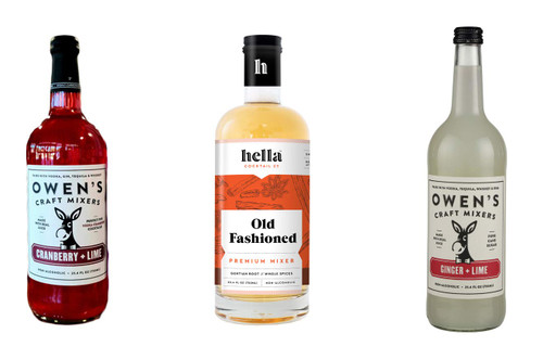 LUV BOX-Variety COCKTAIL MIXERS,750 ml,Pack of 3,OWEN'S CRAFT MIXERS GINGER + LIME MIXER,HELLA COCKTAIL CO. OLD FASHIONED MIX,OWEN'S CRAFT MIXERS CRANBERRY + LIME MIXER