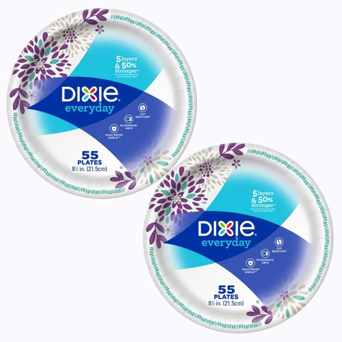 Paper Plates/Bowls 2 set Dixie Everyday Heavy Duty Paper Plates, 8.5 Inch, 55 Count (2 Pack)