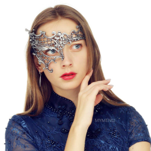 MYMENU Masquerade Mask for Women Luxury Venetian Mask Women's Lace Eye Mask For Masquerade Party Prom Ball Bar Costume Festival Carnival Mardi Gras (Half Face Silver) MYMENU Masquerade Mask for Women Luxury Venetian Mask Women's Lace Eye Mask For Masquerade Party Prom Ball Bar Costume Festival Carnival Mardi Gras (Half Face Silver)