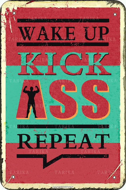 Wake Up It's Time to Life Retro Look Metal 8X12 Inch Decoration Plaque Sign for Home Gym Farm Garden Garage Inspirational Quotes Wall Decor