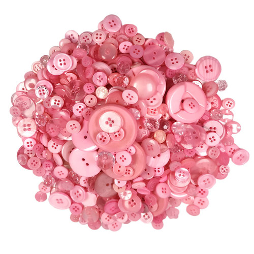 NiidodKatzi 600-700 pcs Round Resin Buttons Assorted Sizes for Crafts Sewing DIY Manual Button Painting DIY Handmade Ornament Buttons, 2 Holes and 4 Holes (Pink?