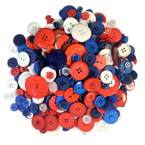 600-700 pcs Round Resin Buttons Assorted Sizes for Crafts Sewing DIY Manual Button Painting DIY Handmade Ornament Buttons, 2 Holes and 4 Holes ?Blue+Red+White?