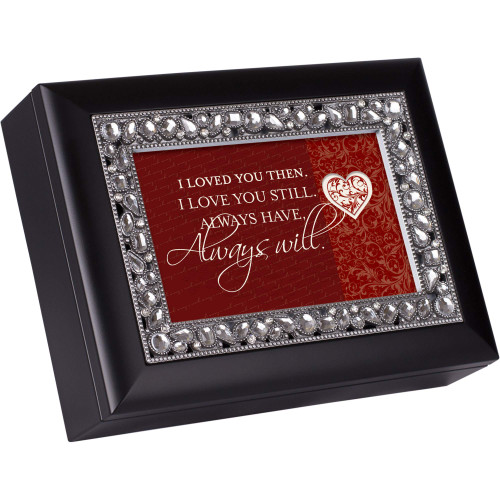 Cottage Garden Loved You Then Always Will Classic Black Clear Jeweled Music Box Play Wonderful World Cottage Garden Loved You Then Always Will Classic Black Clear Jeweled Music Box Play Wonderful World