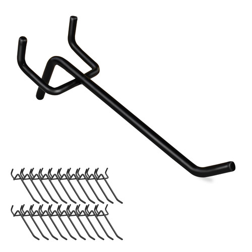SNOMEL 50Pcs Heavy Duty Pegboard Hooks 1/4 Inch, Black Peg Board Shelving Hooks 4 Inch, Metal Pegboard Hooks Shelf Hanger Store Display, Peg Board Wall Hooks for Hanging Garage, Office, Kitchen