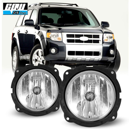 CPW Fog Lights Compatible with [2007 2008 2009 2010 2011 2012 Ford Escape] Clear Lens Bumper Driving Fog Lights Pair + Wiring + Switch Kit