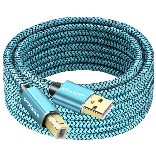 GOSYSONG Printer Cable 10ft, USB Printer Cord 2.0 Type A Male to B Male Cable Scanner Cord High Speed Compatible with HP, Canon, Dell, Epson, Xerox Printers (Blue)