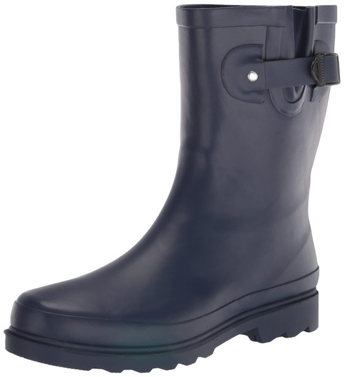 Western Chief Women Solid Mid Height Waterproof Rain Boot, Navy Matte, 8