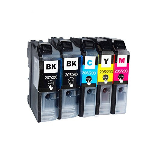 Karl Aiken Compatible Ink Cartridge Replacement For Brother LC203 XL LC203XL High Yield (2 Black, 1 Cyan, 1 Magenta, 1 Yellow) 5 Pack LC203BK LC203C LC203M LC203Y for MFC-J885DW MFC-J885DW Printer