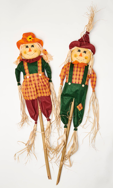 Worth Imports 60" Boy & Girl Fall Harvest Pole, Set of 2 Scarecrow, Multicolor