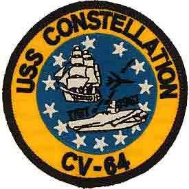 USS, Constellation - Embroidered Patches, Sew On Iron On Patch - 3"