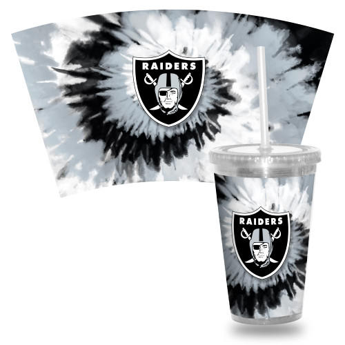 Rico Industries NFL Las Vegas Raiders Metallic Tye Dye NFL Football Team 16oz Clear Tumbler W/Straw Rico Industries NFL Las Vegas Raiders Metallic Tye Dye NFL Football Team 16oz Clear Tumbler W/Straw