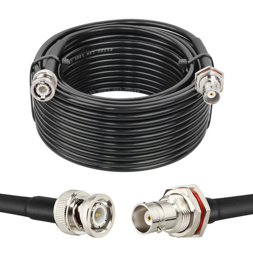MOOKEERF BNC Cable - 50 ohm RG58 50FT BNC Male to Female Coax Cable Bulkhead Low Loss Antenna Extension Cable for CB Radio/VHF Ham Radio/Wireless Microphone/Antenna/CCTV/Amateur Radio etc.