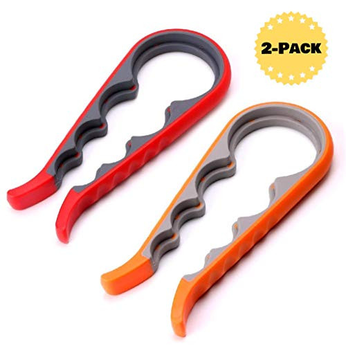 Gift Set Premium 4-in-1 Easy Grip Jar and Bottle Opener, Jar Opener For Weak Hands, Jar Opener For Seniors with Arthritis, Jar Gripper, Rubber Jar Opener, Opener Kitchen Tool (Orange, Red)