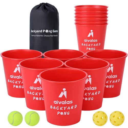 Aivalas Yard Pong Outdoor Games Set, Giant Yard Pong Game for Adults and Family with 12 Buckets, 4 Balls and a Carrying Bag, Giant Pong for Beach, Camping, Lawn and Backyard Aivalas Yard Pong Outdoor Games Set, Giant Yard Pong Game for Adults and Family with 12 Buckets, 4 Balls and a Carrying Bag, Giant Pong for Beach, Camping, Lawn and Backyard