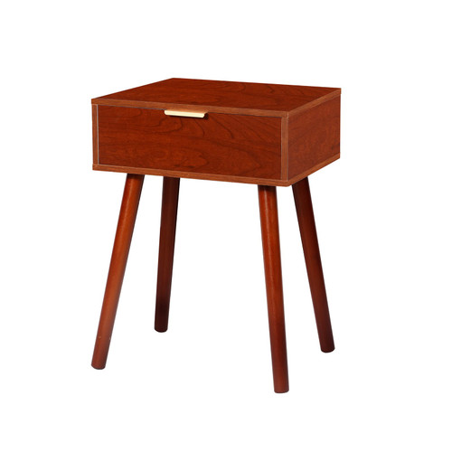 Mid Century Modern End Table, Walnut Nightstand with a Drawers, Small Wood Bedside Table in Bedroom, Cute and Sturdy
