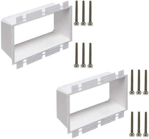 iMBAPrice BE3-2 (3-Gang) Electrical Power Outlet Box Extender - White, 2-Pack