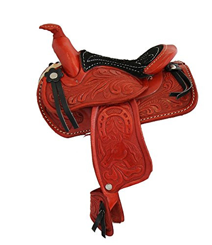 AJ Tack Wholesale Miniature Horse Saddle Genuine Tooled Leather 5" Seat Western Novelty Gift Red