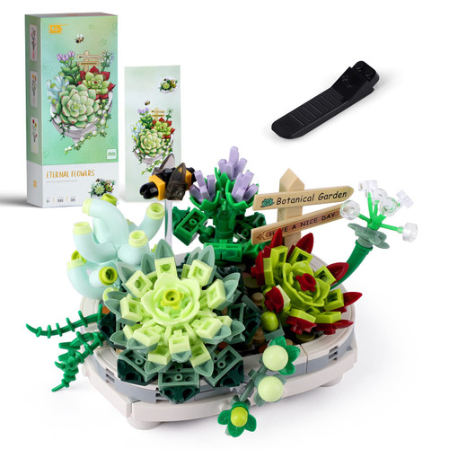 Bonsai Model Building Kit, Succulent Mini Bricks Building Block Set Flower, Creative DIY Simulation Particle Botanical Collection Construction Building Toy (Not Compatible with Lego Sets 389pcs