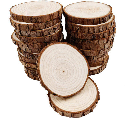Unfinished Natural with Tree Bark Wood Slices 30 Pcs 2.4"-2.8" inch Disc Coasters Wood Coaster Pieces Craft Wood kit Circles Crafts Christmas Ornaments DIY Crafts with Bark for Crafts Rustic Wedding Unfinished Natural with Tree Bark Wood Slices 30 Pcs 2.4"-2.8" inch Disc Coasters Wood Coaster Pieces Craft Wood kit Circles Crafts Christmas Ornaments DIY Crafts with Bark for Crafts Rustic Wedding