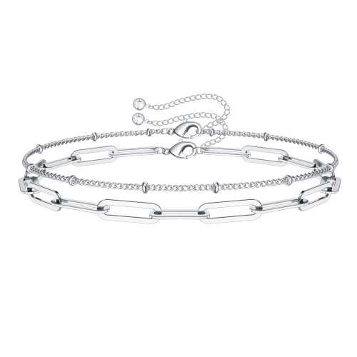 Turandoss Silver Bracelets for Women, 14K Gold Filled Layering Oval Chain Silver Bracelet Cute Silver Layered Beads Chain Silver Bracelets for Women Turandoss Silver Bracelets for Women, 14K Gold Filled Layering Oval Chain Silver Bracelet Cute Silver Layered Beads Chain Silver Bracelets for Women