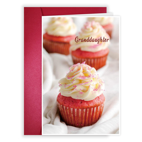 Cupcake Valentine's Day Card for Granddaughter, Valentines Day Card for Child, Pink Vday Card for Girl