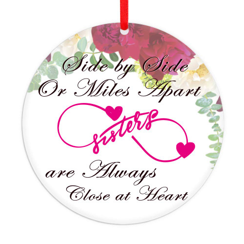 WaaHome 3'' Side by Side Or Miles Apart Sisters are Always Close at Heart Christmas Ornaments, Christmas Tree Ornaments Gifts for Sister Friends Women WaaHome 3'' Side by Side Or Miles Apart Sisters are Always Close at Heart Christmas Ornaments, Christmas Tree Ornaments Gifts for Sister Friends Women
