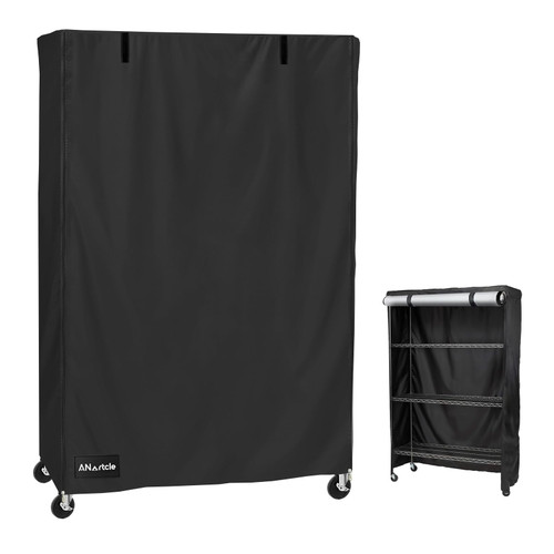 ANartcle Shelf Covers for Wire Shelving,600D Waterproof&Dustproof Standing Shelf Unit Cover,Fits 4-Tier Adjustable Heavy Duty Storage Shelving Unit 36''L x 14''W x 54''H,Black