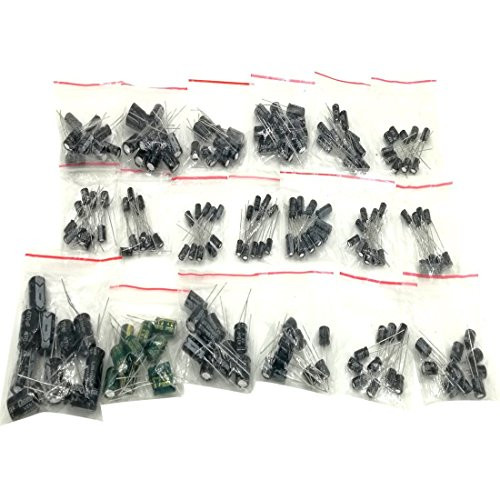 190pcs 19 Values Electrolytic Capacitors Assortment Kit 1uF to 1000uF