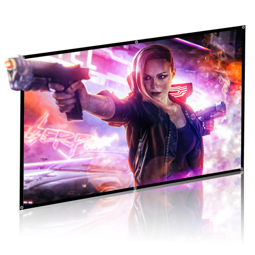 100 inch Projection Screen 16:9 Foldable Anti-Crease Portable Projector Movies Screens for Home Theater Outdoor Indoor Support Double Sided Projection