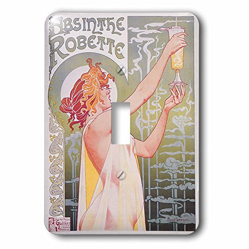 3dRose lsp_149289_1 Vintage Absinthe Robette French Wine Advertising Poster Light Switch Cover