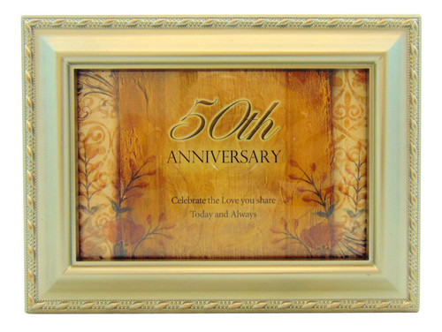 Cottage Garden 50th Anniversary Silvertone Rope Trim Jewelry Music Box Plays Unchained Melody
