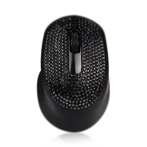 SA@ Bling Bluetooth Wireless Mouse, Sparkle Rhinestone Wireless Mouse with Dual Mode Bluetooth + USB Receiver,1500 DPI for Tablet Computer Notebook PC Laptop Mac (Black)