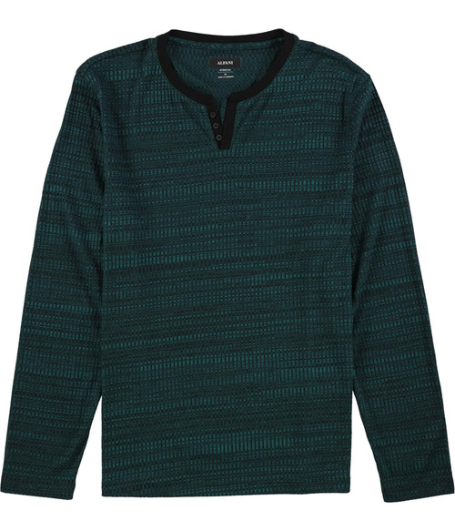 Alfani Mens Textured Henley Shirt, Blue, XX-Large