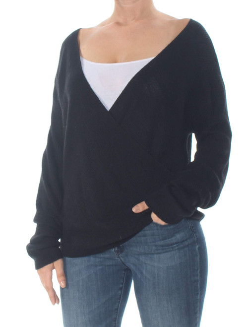 Bar III Women's Surplice On or Off Shoulder Sweater Black XS