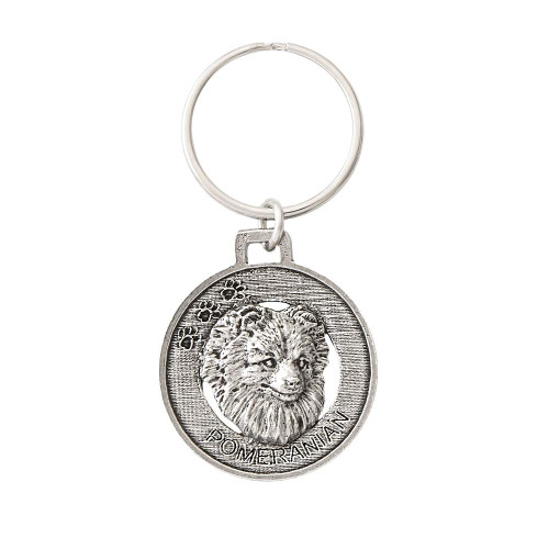 Pomeranian Dog, D140KC Pewter Key Chain, Key Fob, Key Ring, Gift, Handmade in the USA, Antiqued Pewter