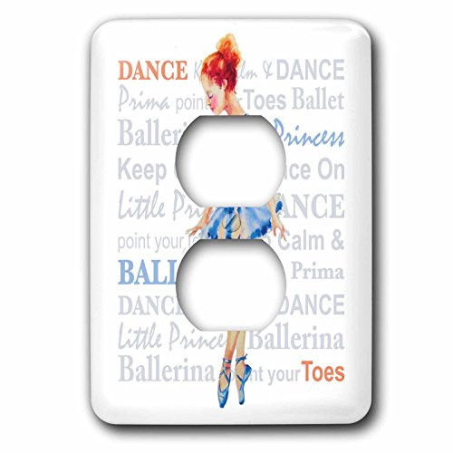 3dRose lsp_200544_6 Little Cute Ballerina in Blue with Text Background 2 Plug Outlet Cover